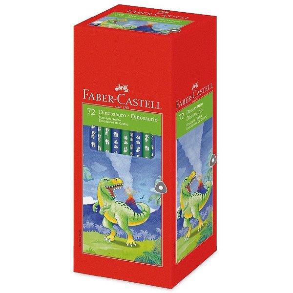 Lapis preto redondo decorado ecolapis grafite dinossauro - faber-castell (cx.c/72)