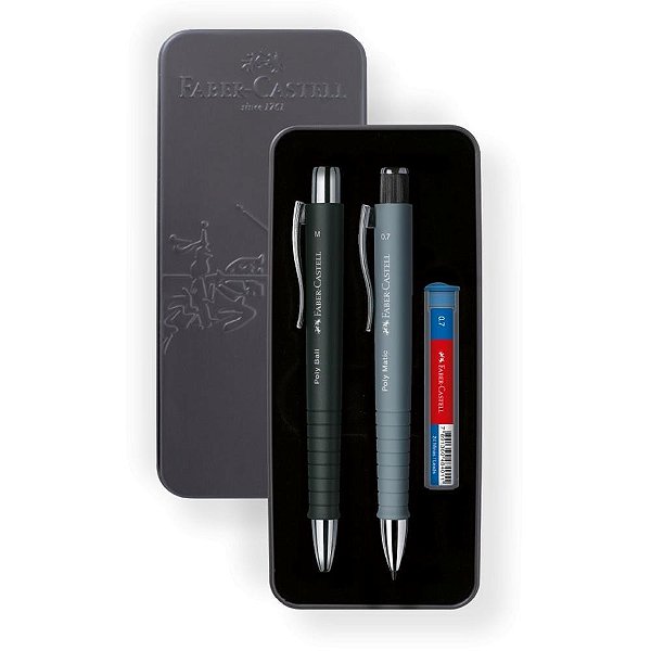 Caneta esferografica kit poly ball c/lapiseira/mina - faber-castell (pct.c/02)