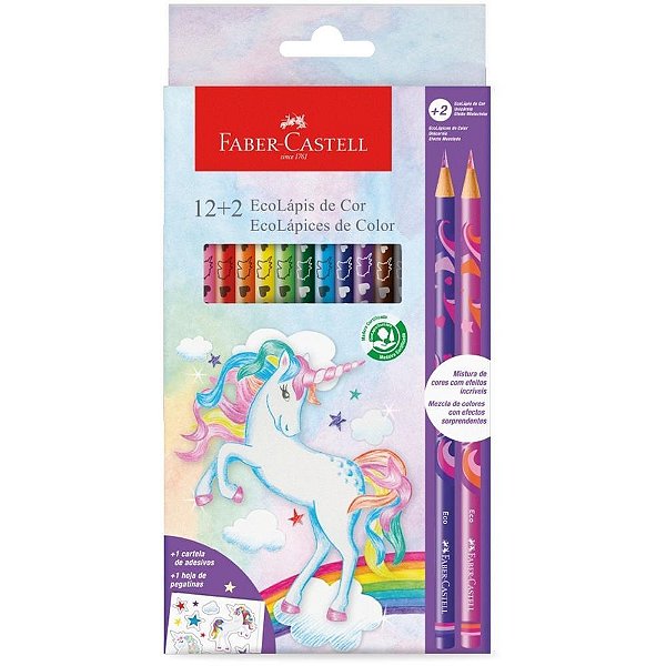 Lapis de cor redondo ecolapis unicornio 12+2 cores - faber-castell (pct.c/12)