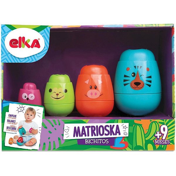 Brinquedo para bebe matrioska bichitos - elka (unidade)