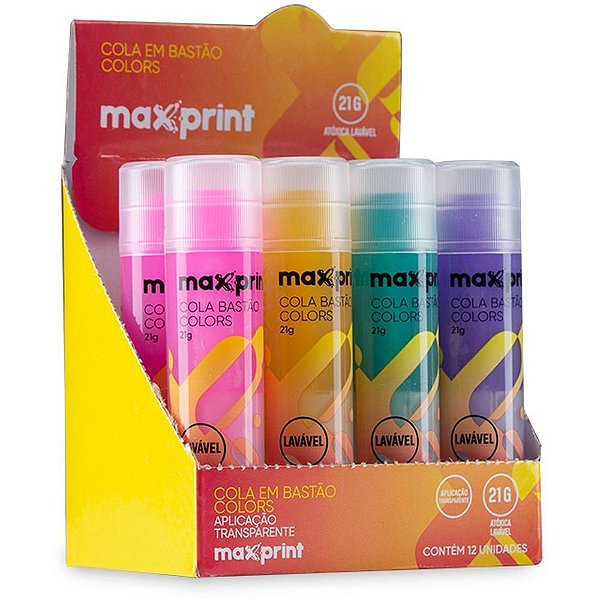Cola em bastao colors 21g max 4 cores - maxprint (dp.c/12)