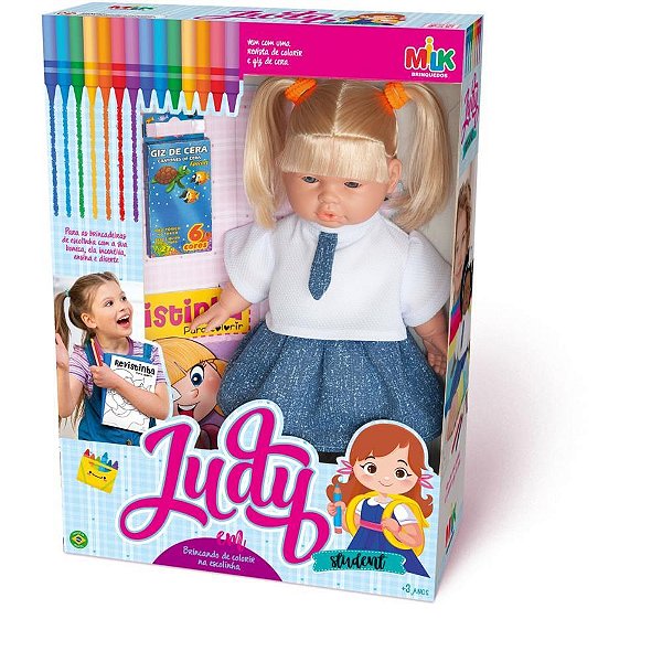 Boneca judy student 34cm c/giz/livro - milk (unidade)