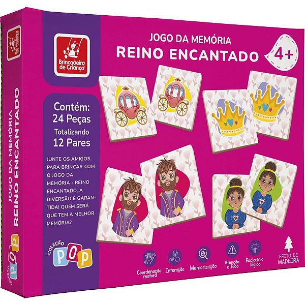 Jogo da memoria em madeira reino encantado 24pcs - brinc. de crianca (unidade)