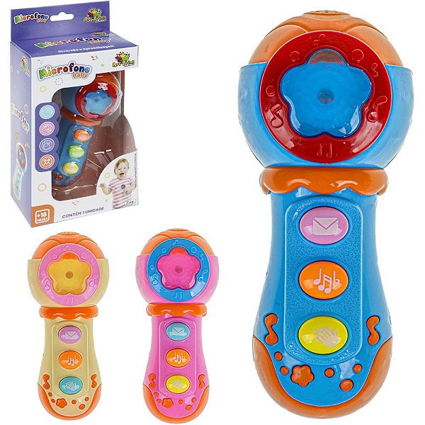 Instrumento musical microfone baby c/luz e som - art brink (unidade)