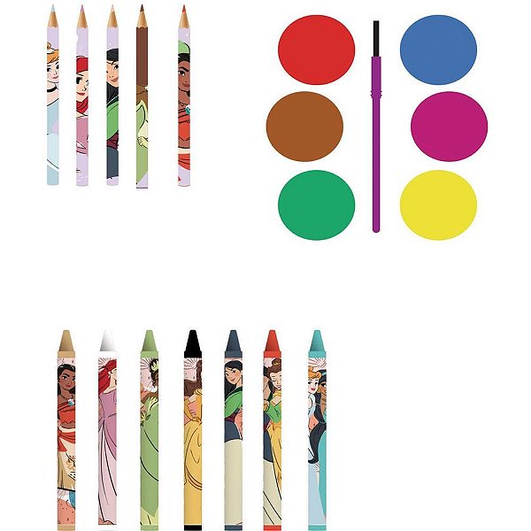 Maleta para pintura princesas kit pintura c/adesiv - toyng (unidade)