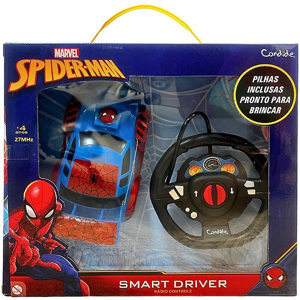 Carrinho controle remoto spider-man smart driver 3f/pil - candide (unidade)