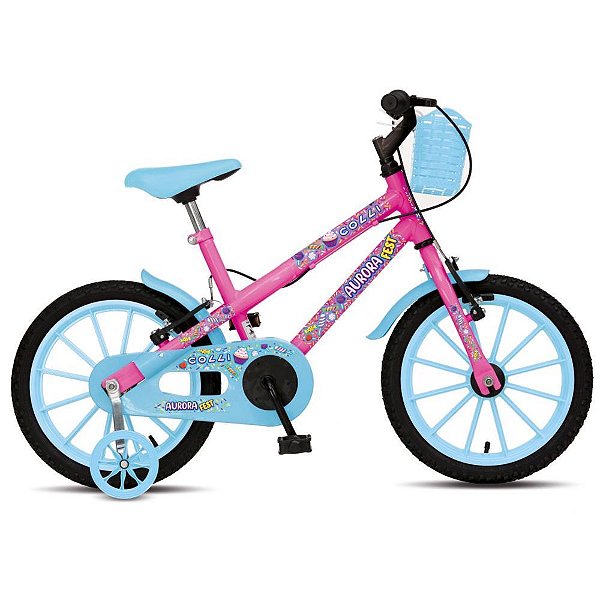 Bicicleta infantil aro 16 aurora fest rosa neon - colli bike (unidade)