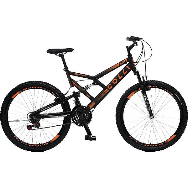 Bicicleta aro 26 aero preto fosco/laranj - colli bike (unidade)