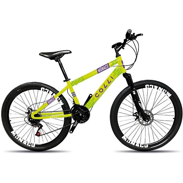Bicicleta aro 26 monaco amarelo neon - colli bike (unidade)