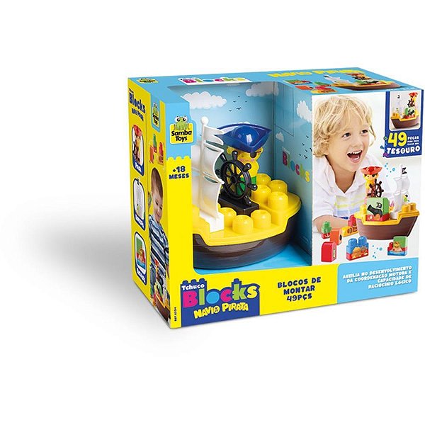 Brinquedo educativo navio pirata 49pcs - samba toys (unidade)