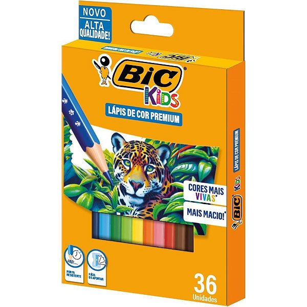 Lapis de cor sextavado bic kids madeira 36 cor. - bic (pct.c/06)