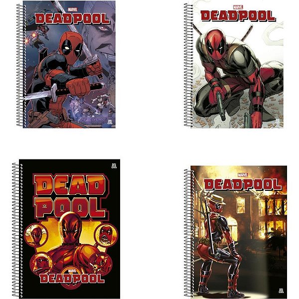 Caderno 10x1 capa dura deadpool 160f - animativa (pct.c/04)