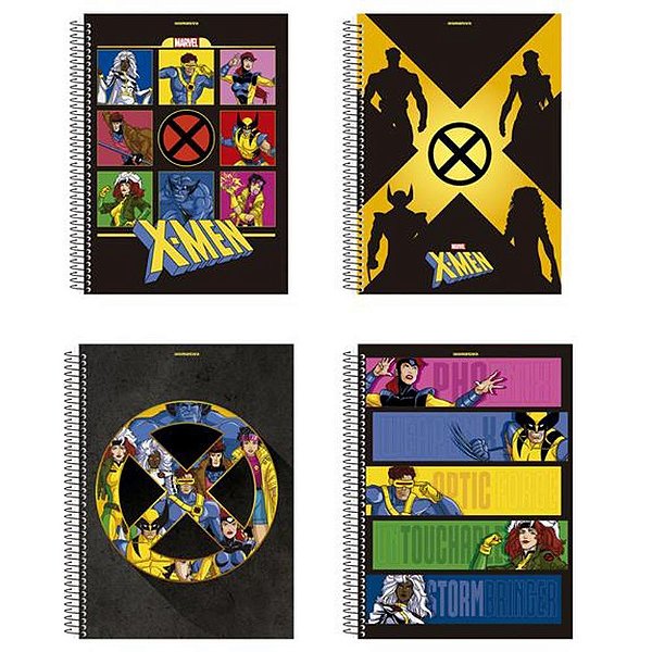 Caderno 10x1 capa dura x-men 160f - animativa (pct.c/04)