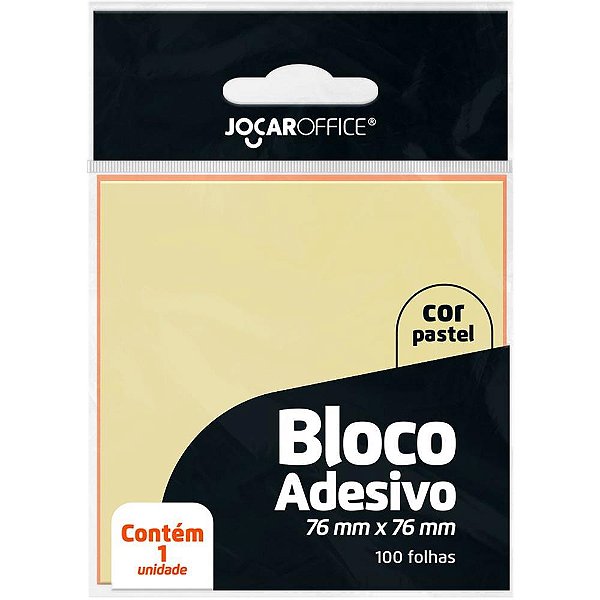 Bloco de recado autoadesivo jocar amar. pastel 76x76 100fl - leonora (cx.c/12)
