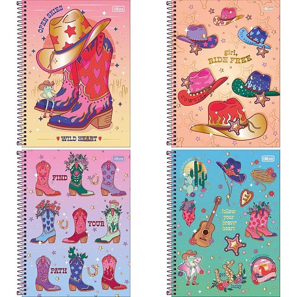 Caderno 10x1 capa dura west girl 160fls - tilibra (pct.c/04)