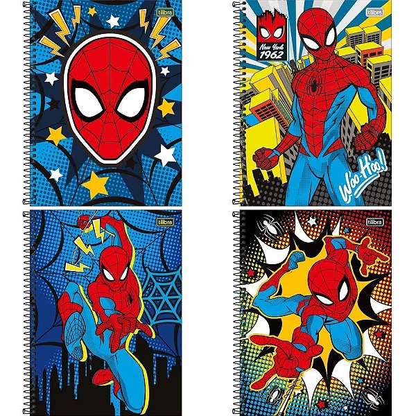 Caderno 10x1 capa dura spider-man 160fls fit - tilibra (pct.c/04)