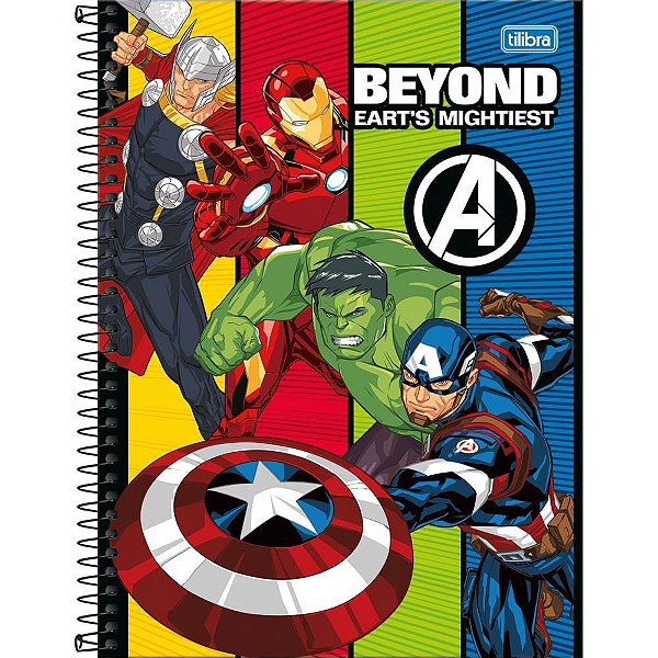 Caderno 10x1 capa dura avengers 160fls fit - tilibra (pct.c/04)