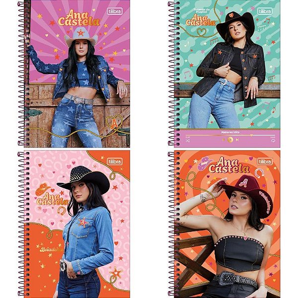 Caderno espiral 1/4 capa dura ana castela 80fls - tilibra (pct.c/04)