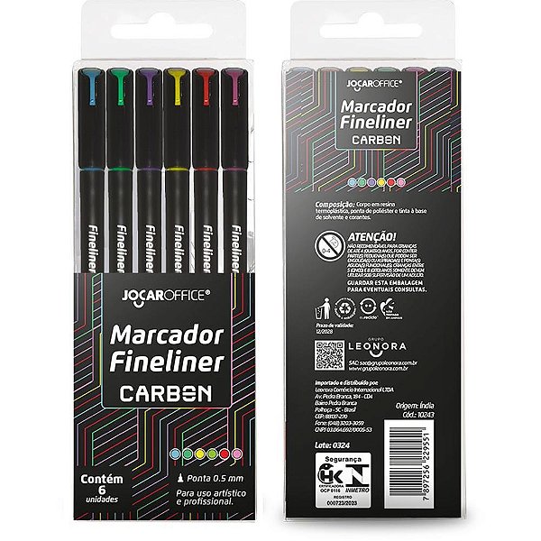 Caneta com ponta porosa fineliner 0.5mm carbon line 6c - leonora (bl.c/06)