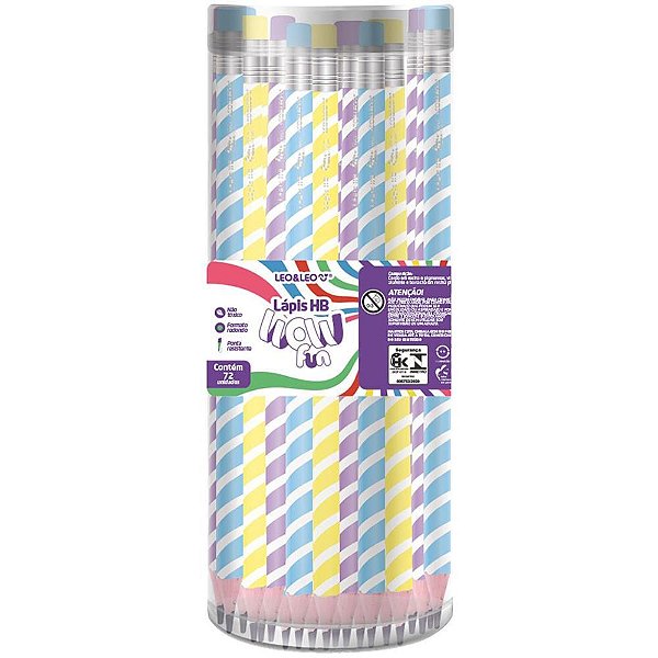Lapis preto redondo decorado wow fun hb c/borracha (s) - leonora (pote-72)