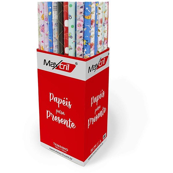 Papel presente 70x100cm. sortido - maxcril (dp.c/100)