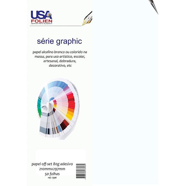 Papel para impressao a4 offset adesivo branco 80g. - usa folien (pct.c/50)