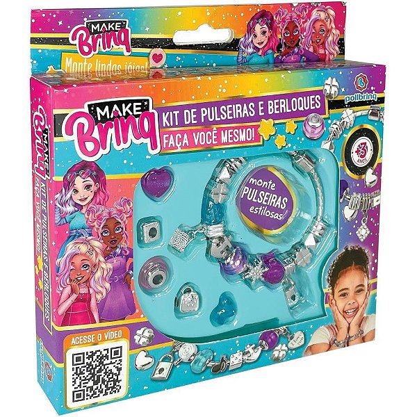 Bijuteria e micanga make brinq pulseira e berloque - polibrinq (kit)