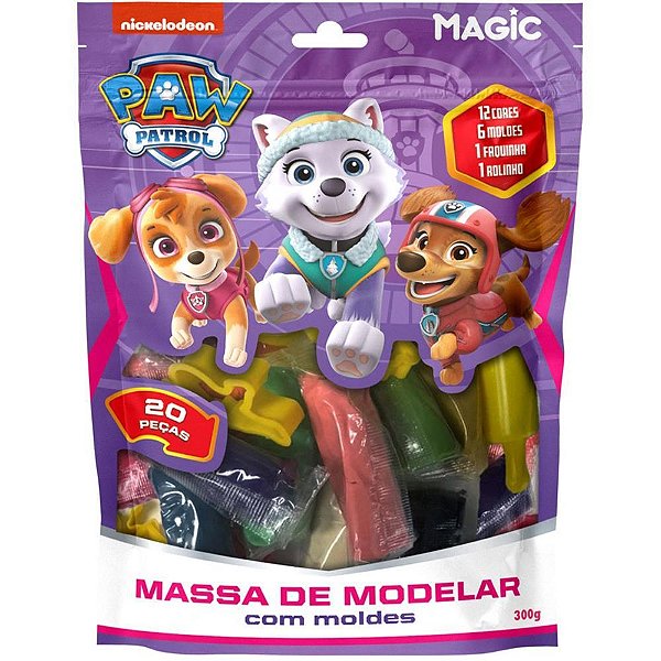 Massa para modelar criativa p. canina skye 300g 12cores/6m - magic kids (unidade)