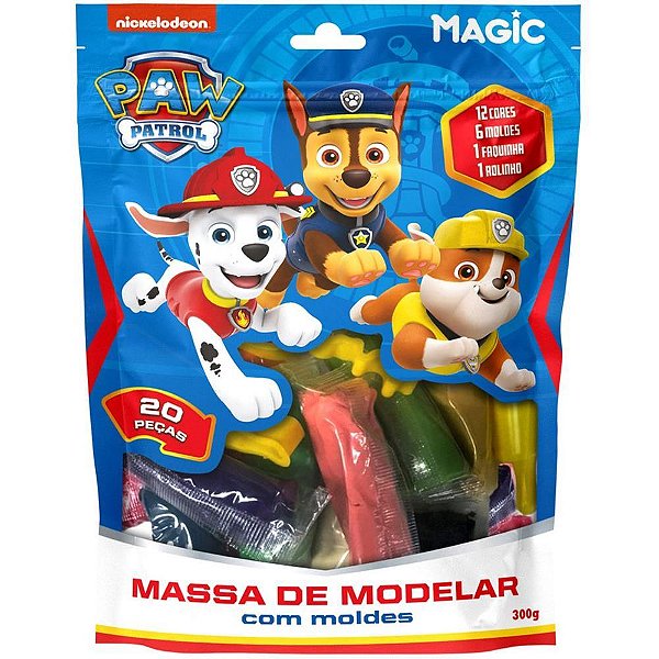 Massa para modelar criativa p. canina chase 300g 12cores/6 - magic kids (unidade)