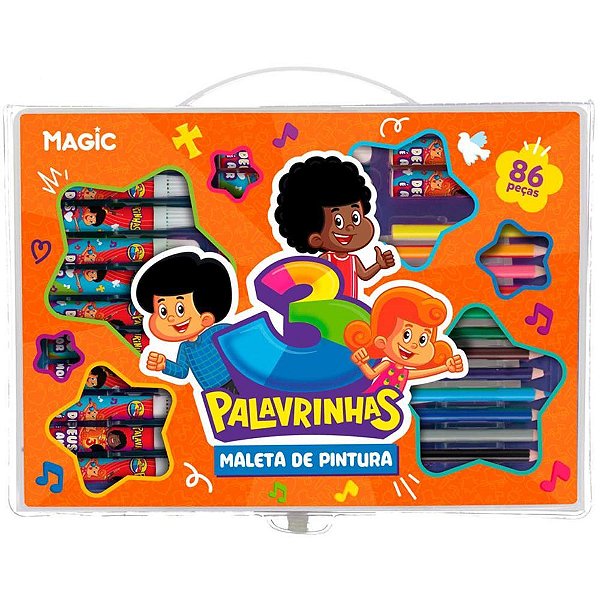 Maleta para pintura 3 palavrinhas 86 pecas 30x21cm - magic kids (unidade)