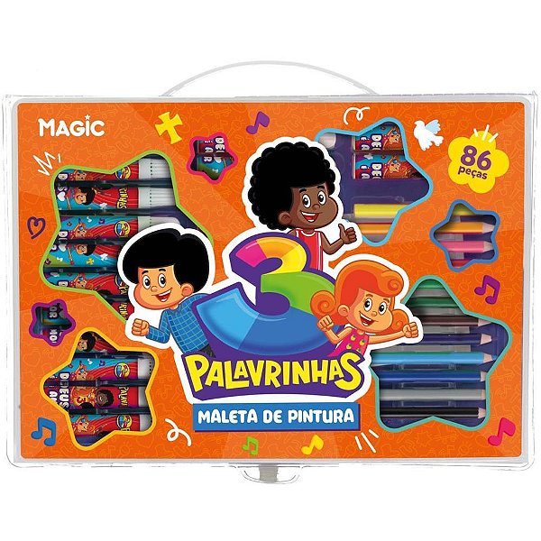 Maleta para pintura 3 palavrinhas 86 pecas 30x21cm - magic kids (unidade)