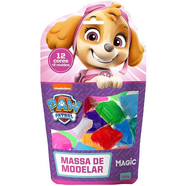 Massa para modelar criativa p. canina skye 120g 12cores 2m - magic kids (unidade)