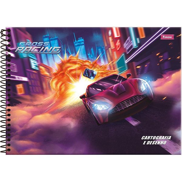 Caderno desenho univ capa dura cross racing 80f - foroni (pct.c/05)