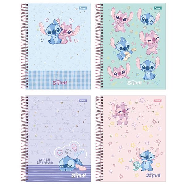 Caderno 01x1 cp.dura colegial stitch 80fls. - foroni (pct.c/04)