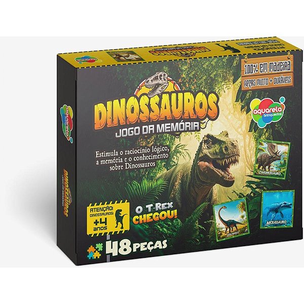Jogo da memoria em madeira dinossauros 48pcs - aquarela brinquedos (unidade)