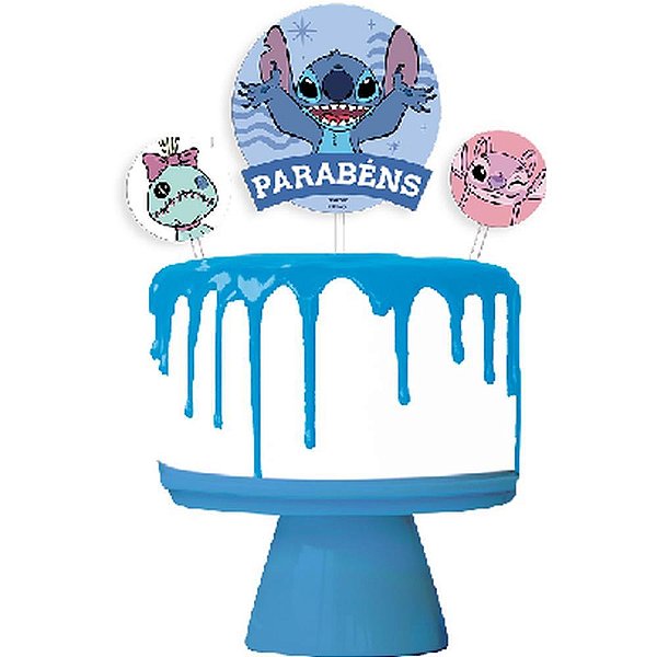 Topo de bolo/doce stitch new c/3 pecas - festcolor (pacote)