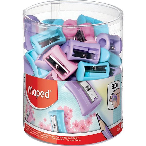 Apontador sem deposito vivo pastel 1 furo cores sort - maped (dp.c/75)