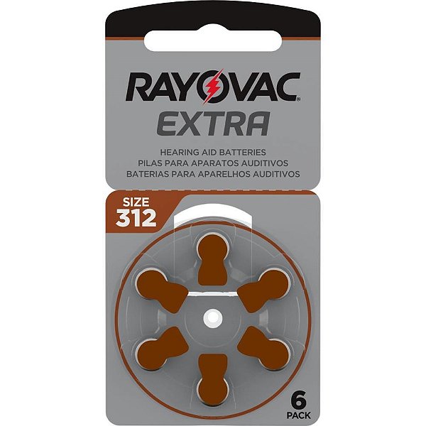 Pilha bateria aparelho auditivo tam.312 - rayovac (bl.c/06)