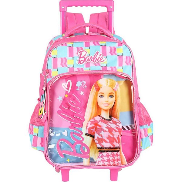 Mochila infantil com rodinha barbie g pink c/alca - luxcel (unidade)