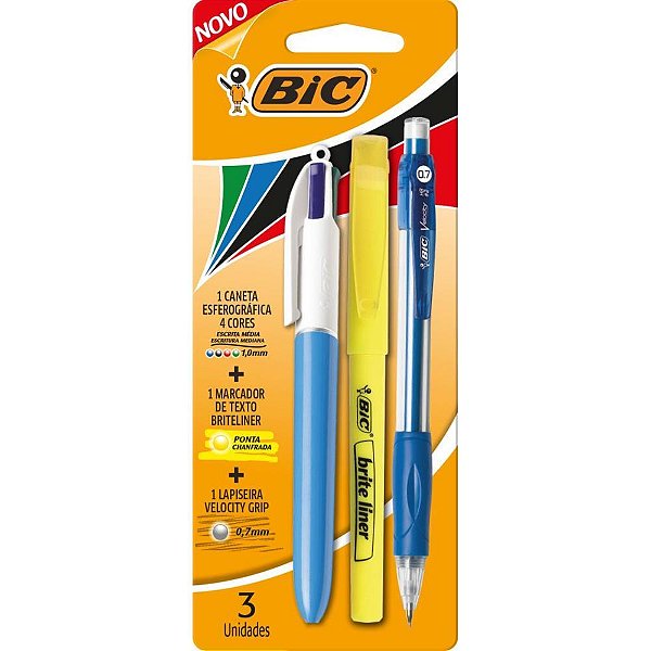Kit escolar universi. 4cor+m.texto+lap 0.7 - bic (bl.c/03)