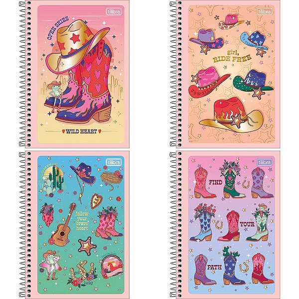 Caderno espiral 1/4 flexivel west girl 80fls - tilibra (pct.c/06)