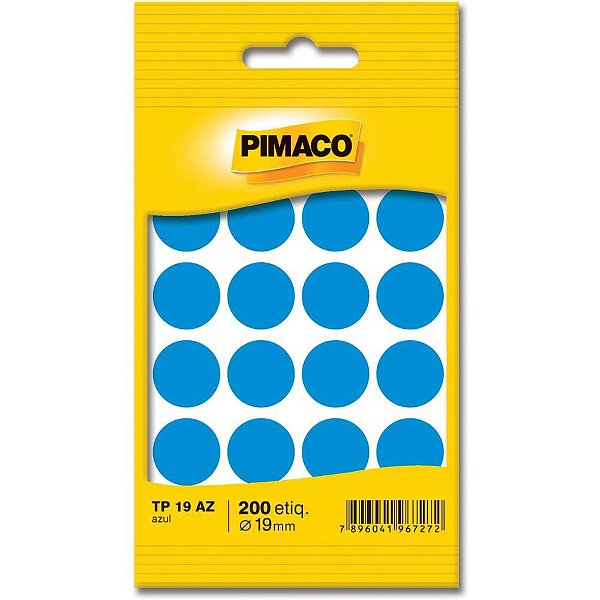 Etiqueta redonda tp-19 azul redonda 19 mm - pimaco (ct.c/200)