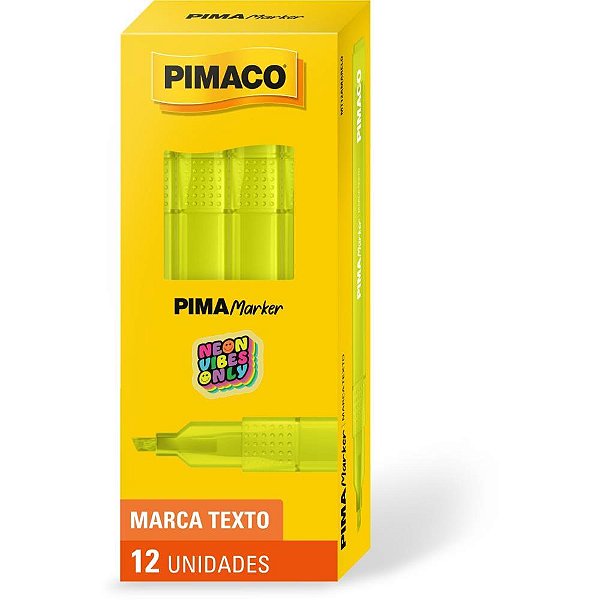 Caneta marca texto pimamarker amarelo - pimaco (cx.c/12)