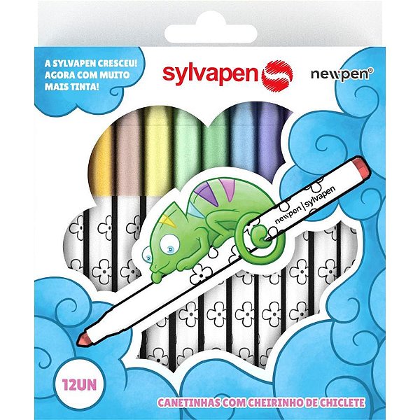 Caneta hidrografica sylvapen 12 cores perfumadas - newpen (estojo)