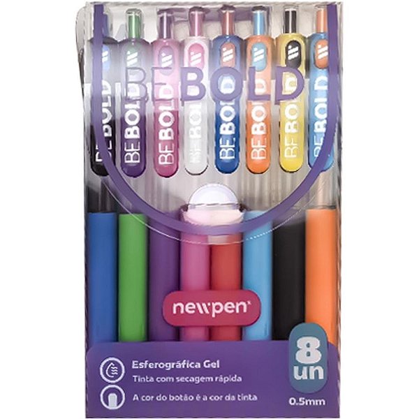Caneta esferografica be bold max 0.5mm gel 8 cores - newpen (estojo)