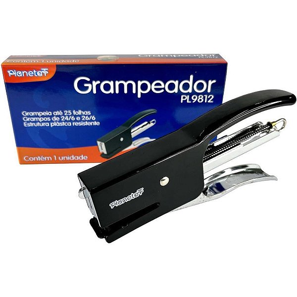 Grampeador alicate p/25fls pl9812 preto 24/6-26/6 - v.m.p. (unidade)