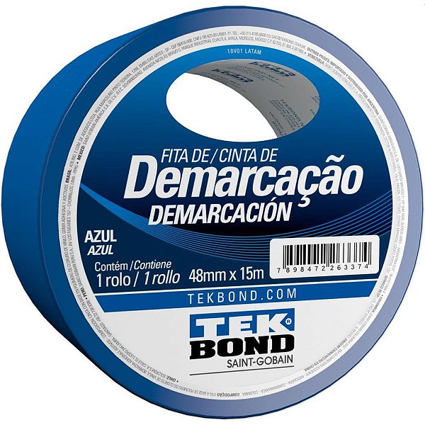 Fita para demarcacao de solo pvc azul 48mmx15m - tekbond (unidade)