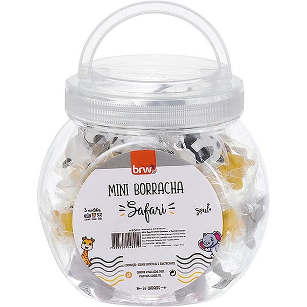 Borracha decorada safari mini 3modelos - brw (pote-24)