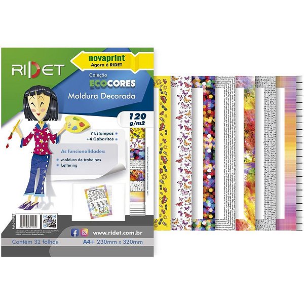 Bloco para educacao artistica moldura a4 deco.120g.32f.23x32 - ridet (pacote)
