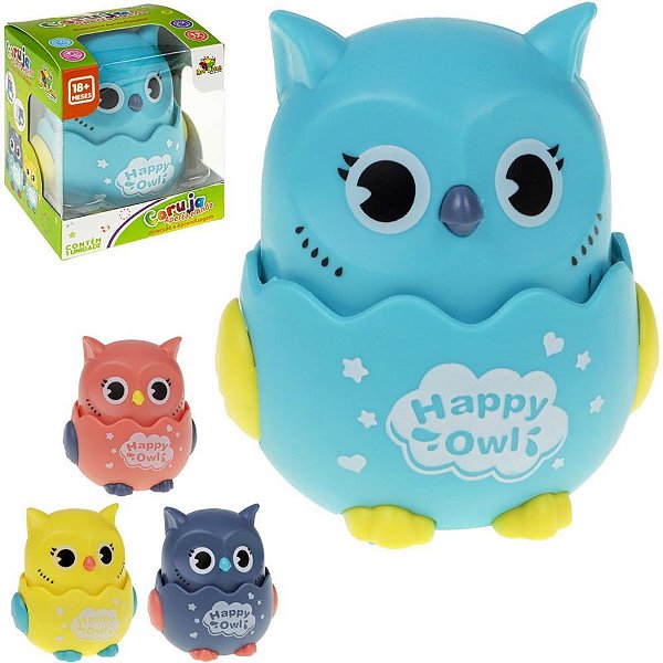 Brinquedo para bebe coruja aperta e anda - art brink (unidade)